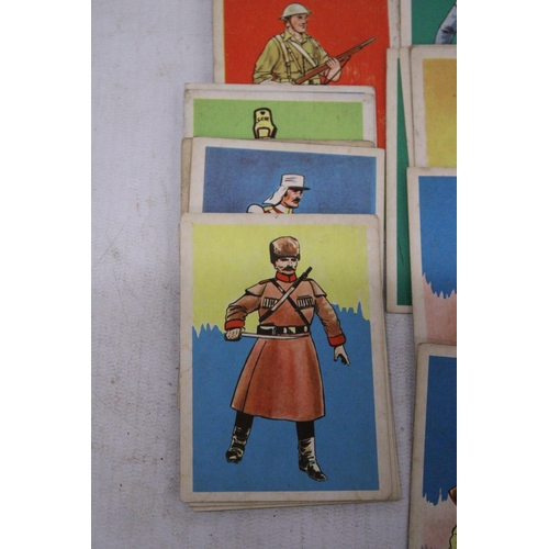 246 - THIRTY SIX SOLDIERS OF THE WORLD CARDS, CHIXGUM 1962 AND ELEVEN ABC 1960 WAR PLANES CARDS