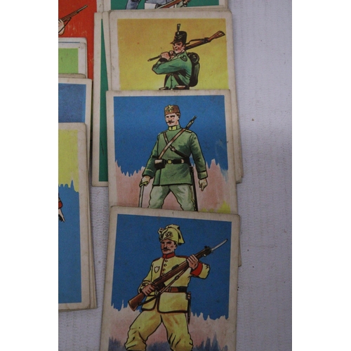 246 - THIRTY SIX SOLDIERS OF THE WORLD CARDS, CHIXGUM 1962 AND ELEVEN ABC 1960 WAR PLANES CARDS