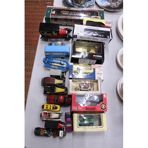 251 - A QUANTITY OF MODELS CARS, A HOVERCRAFT, BUS, BOXED EDDIE STOBART LORRY, ETC - SOME BOXED