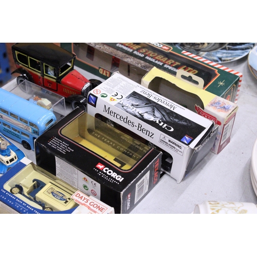 251 - A QUANTITY OF MODELS CARS, A HOVERCRAFT, BUS, BOXED EDDIE STOBART LORRY, ETC - SOME BOXED