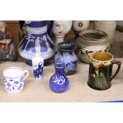 254 - A LARGE MIXED LOT TO INCLUDE STUDIO POTTERY - SOME SIGNED TO THE BASE, A SMALL ROYAL DOULTON JUG WIT... 