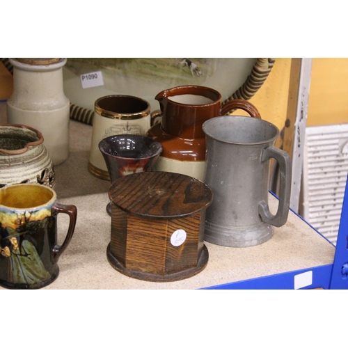 254 - A LARGE MIXED LOT TO INCLUDE STUDIO POTTERY - SOME SIGNED TO THE BASE, A SMALL ROYAL DOULTON JUG WIT... 