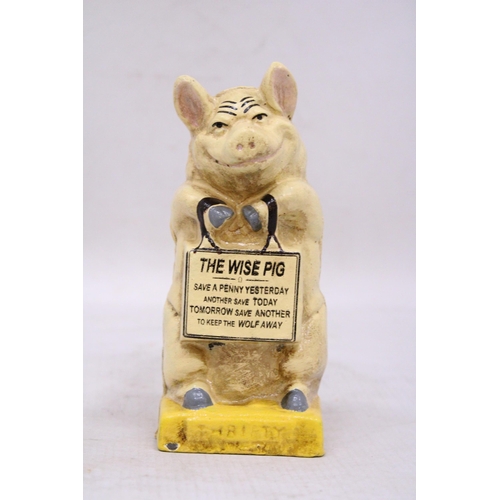 65 - A CAST 'THE WISE PIG' MONEY BOX