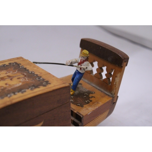 89 - A SORRENTO MARQUETRY GONDOLA MUSIC BOX - 33.5 CM (L)