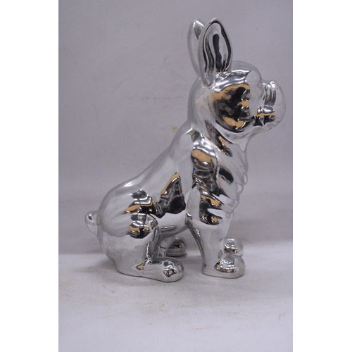 99 - A CHROME FIGURE OF A BULLDOG - 29.5 CM (H)