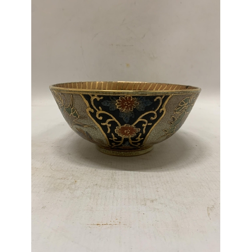 368 - A FOOTED JAPANESE SATSUMA BOWL - 9 CM (H) 20.5 CM (D)