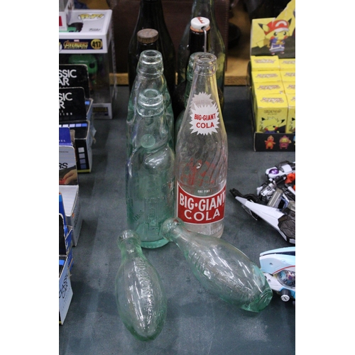 294 - A COLLECTION OF VINTAGE TORPEDO BOTTLES, MARBLE BOTTLES, ETC