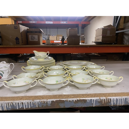 1203 - A QUANTITY OF VINTAGE ROYAL DALTON YELLOW FLORAL DINNER WARE TO INCLUDE VARIOUS SIZES OF PLATES, SOU... 