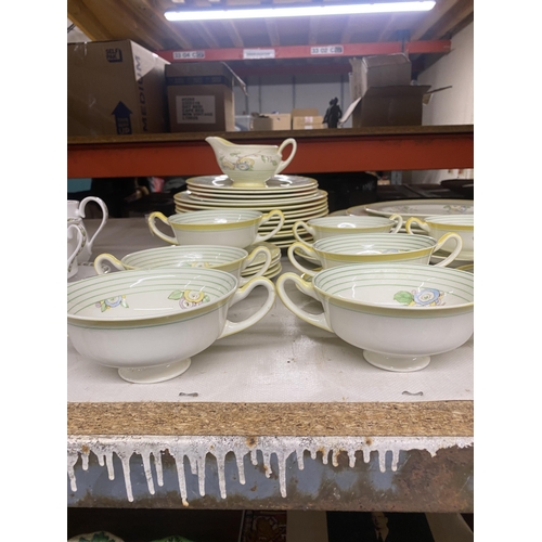 1203 - A QUANTITY OF VINTAGE ROYAL DALTON YELLOW FLORAL DINNER WARE TO INCLUDE VARIOUS SIZES OF PLATES, SOU... 