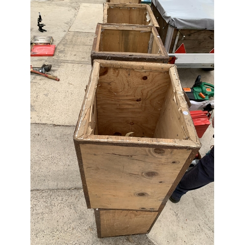 SIX VINTAGE WOODEN TEA CHESTS