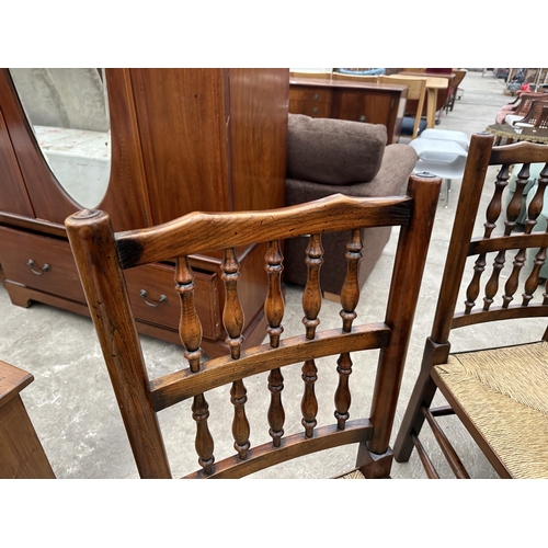 3111 - AN OAK JACOBEAN STYLE SIX LEG REFECTORY DINING TABLE 96