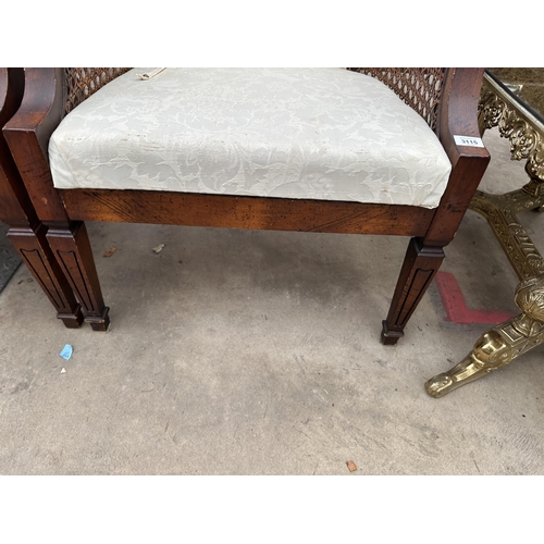 3115 - A PAIR OF BERGERE TUB CHAIRS ON TAPERING FRONT LEGS