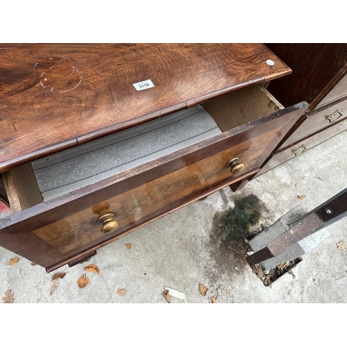 3118 - A 19TH CENTURY MAHOGANY TWO DOOR LOW CUPBOARD WITH SINGLE DRAWER 27.5CM WIDE