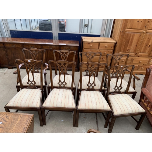 3120 - A SET OF EIGHT RACKSTRAW CHIPPENDALE STYLE DINING CHAIRS TWO BEING CARVERS