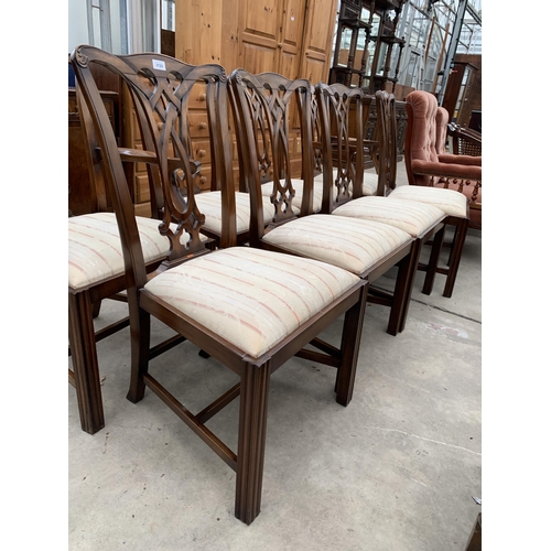 3120 - A SET OF EIGHT RACKSTRAW CHIPPENDALE STYLE DINING CHAIRS TWO BEING CARVERS