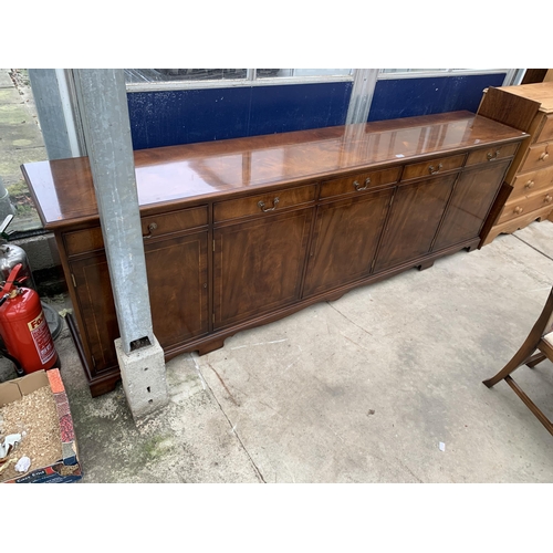 3121 - A RACKSTRAW MAHOGANY INLAID SIDEBOARD ENCLOSING FOUR DRAWERS AND FOUR CUPBOARDS 101