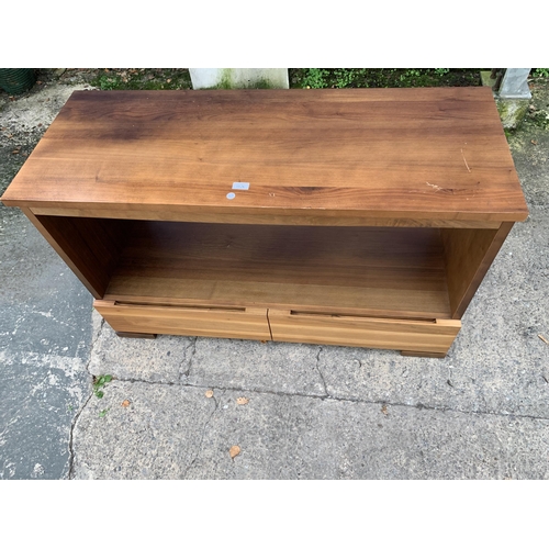 3126 - A HARDWOOD OPENSIDE UNIT WITH TWO DRAWERS TO BASE 48