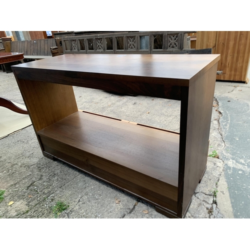 3126 - A HARDWOOD OPENSIDE UNIT WITH TWO DRAWERS TO BASE 48