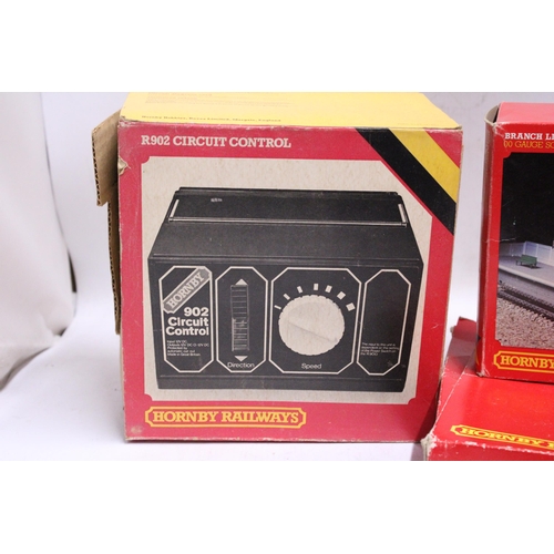 307 - A HORNBY RAILWAYS R902 CIRCUIT CONTROL - BOXED PLUS THREE OO GAUGE MODELS TO INCLUDE, R591 BRANCH LI... 