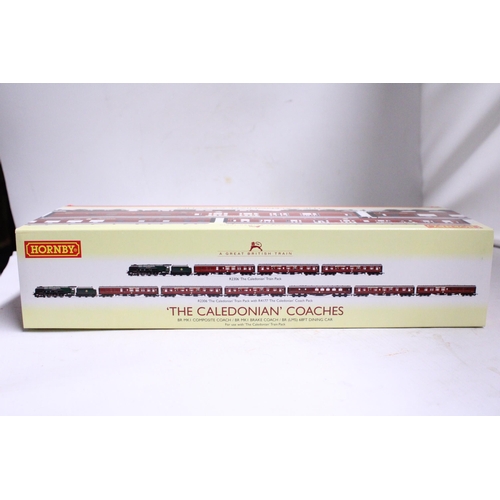 314 - A HORNBY OO GAUGE 'THE CALEDONIAN' COACHES PACK, MODEL NO. R4177, TO INCLUDE BR MK1 COMPOSITE M16005... 