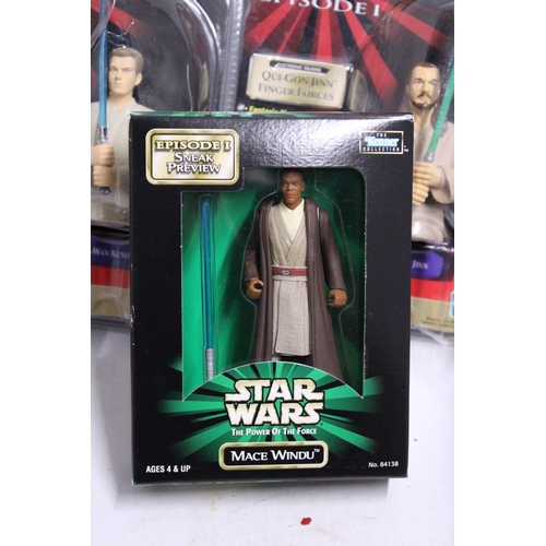 333 - FOUR AS NEW IN BOXES STAR WARS FIGURES TO INCLUDE EPISODE 1 'QUI-GON JINN' FINGER FORCES, 'OBI-WAN K... 