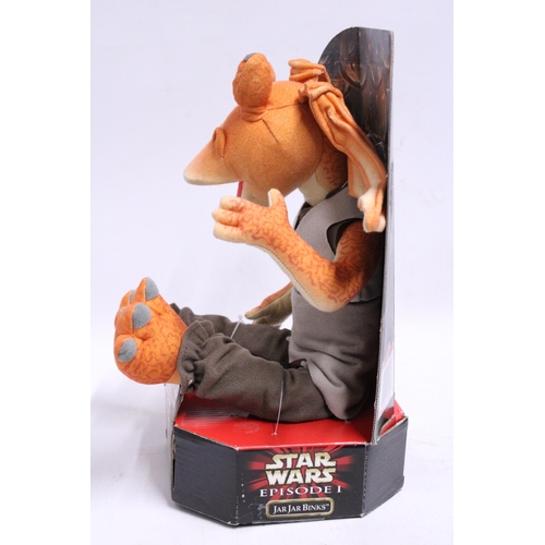 334 - A HASBRO, STAR WARS EPISODE 1, 'JAR JAR BINKS' PLUSH TOY - AS NEW IN PACKAGING