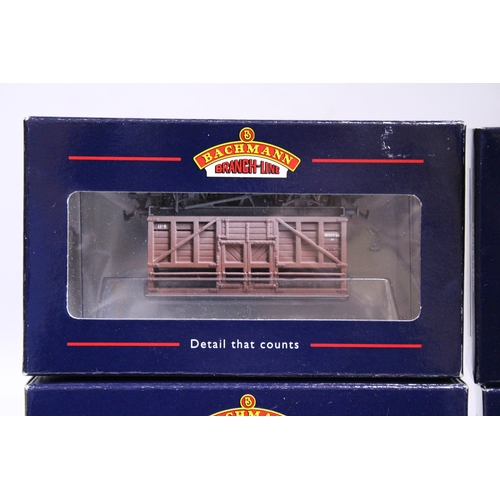 337 - FOUR BACHMANN OO GAUGE ROLLING STOCK WAGONS TO INCLUDE 33-326A CONFLAT WITH BD CONTAINER CRIMSON BR ... 