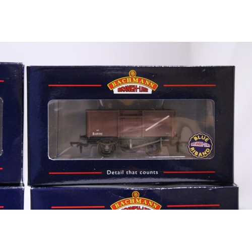 337 - FOUR BACHMANN OO GAUGE ROLLING STOCK WAGONS TO INCLUDE 33-326A CONFLAT WITH BD CONTAINER CRIMSON BR ... 