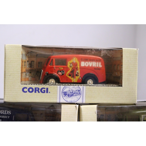 343 - SEVEN CORGI MODELS OF MORRIS J VANS - ALL AS NEW IN BOXES