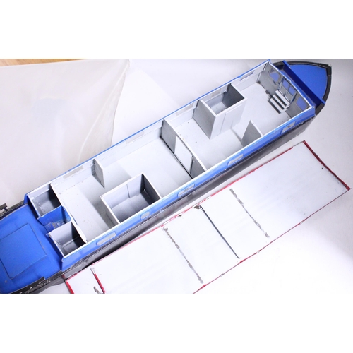 368 - A LARGE METAL SCRATCH BUILT NARROWBOAT (NO MOTOR), LENGTH 79CM