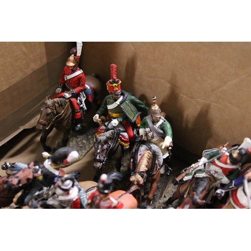 377 - SEVENTEEN DEL PRADO MOUNTED FIGURES TO INCLUDE, OFFICER FRENCH CAMEL CORPS, TROOPER BRUNSWICK HUSSAR... 