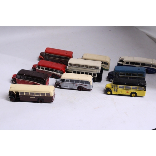 378 - TEN E. F. E. MODELS OF VINTAGE BUSES TO INCLUDE BEDFORD OB COACH, AEC REGAL, ETC