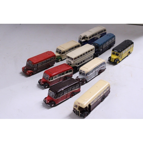 378 - TEN E. F. E. MODELS OF VINTAGE BUSES TO INCLUDE BEDFORD OB COACH, AEC REGAL, ETC