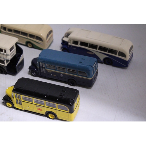 378 - TEN E. F. E. MODELS OF VINTAGE BUSES TO INCLUDE BEDFORD OB COACH, AEC REGAL, ETC