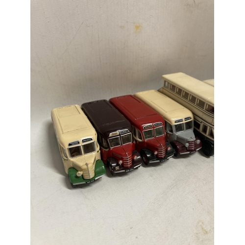 378 - TEN E. F. E. MODELS OF VINTAGE BUSES TO INCLUDE BEDFORD OB COACH, AEC REGAL, ETC