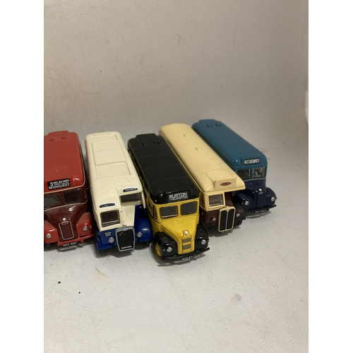 378 - TEN E. F. E. MODELS OF VINTAGE BUSES TO INCLUDE BEDFORD OB COACH, AEC REGAL, ETC