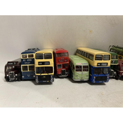 386 - ELEVEN DIE-CAST MODELS OF BUSES TO INCLUDE A BOXED BRIT BUS (QUEEN ELIZABETH II SILVER JUBILEE), COR... 