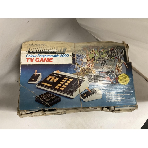 388 - A BOXED VINTAGE 1980'S PRINZTRONIC TOURNAMENT TV ARCADE/VIDEO GAME CONSOLE AND GAMES