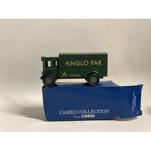 413 - NINE BOXED VEHICLES TO INCLUDE CAMEO VANS FROM CORGI AND THREE FINA CLASSIC MOTORS FROM CORGI