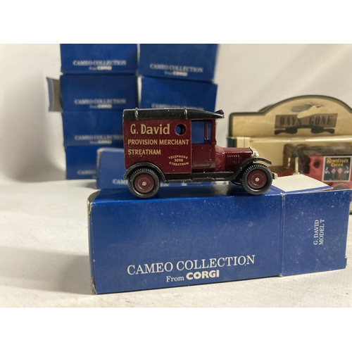 415 - ELEVEN CAMEO COLLECTION FROM CORGI BOXED ADVERTISING VANS PLUS TWO LLEDO {DAYS GONE} ADVERTISING VAN... 