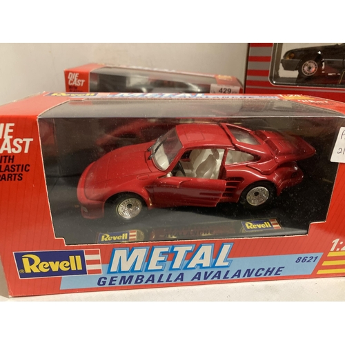 429 - FOUR LARGE BOXED CARS TO INCLUDE REVELL PORSCHE 959,GEMBALLA AVALANCH,MAISTO MCLAREN AND MAJORETTE M... 