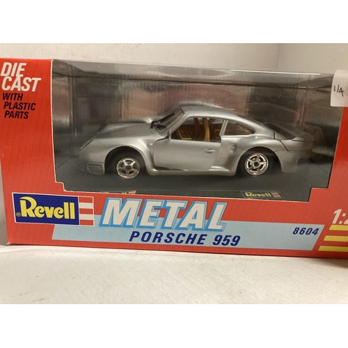 429 - FOUR LARGE BOXED CARS TO INCLUDE REVELL PORSCHE 959,GEMBALLA AVALANCH,MAISTO MCLAREN AND MAJORETTE M... 