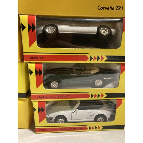 431 - FOURTEEN BOXED SPORTS CAR/SUPER CARS TO INCLUDE FERRARI,BMW,MG,BUGGATI,ASTON MARTIN ETC