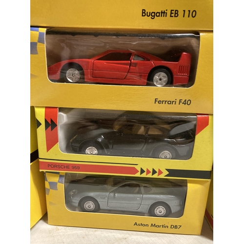 431 - FOURTEEN BOXED SPORTS CAR/SUPER CARS TO INCLUDE FERRARI,BMW,MG,BUGGATI,ASTON MARTIN ETC