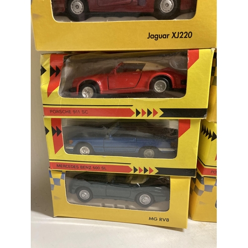 431 - FOURTEEN BOXED SPORTS CAR/SUPER CARS TO INCLUDE FERRARI,BMW,MG,BUGGATI,ASTON MARTIN ETC