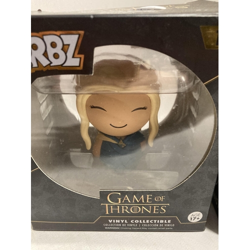 438 - TWO AS NEW IN BOXES GAME OF THRONES DRBZ FUNKO FIGURES PLUS FIVE UNBOXED