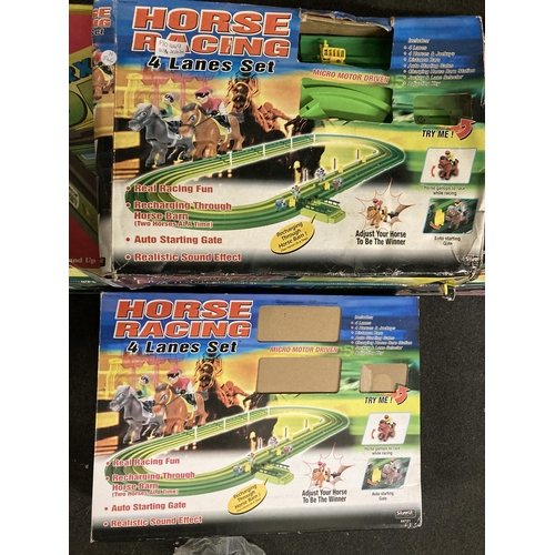 449 - A MARX HORSE RACING DERBY SET PLUS TWO MOTOR DRIVEN HORSE RACING FOUR LANE SETS. PLUS A SINDY SOFA A... 