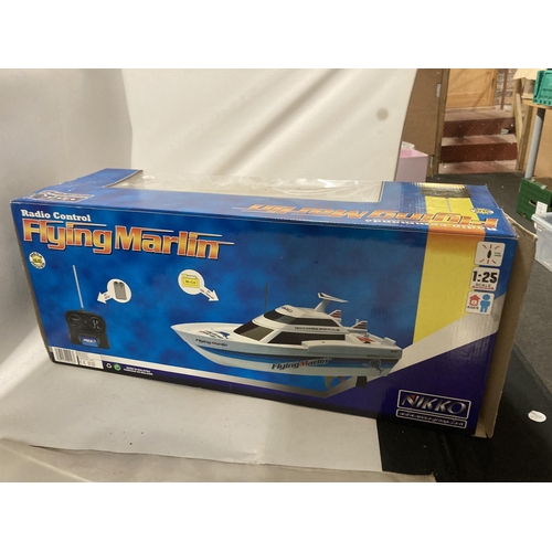 454 - A NIKKO RADIO CONTROLLED FLYING MARLIN BOAT AS NEW IN BOX