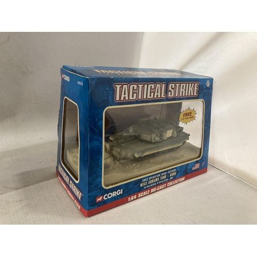 464 - FOUR AS NEW AND BOXED VEHICLES TO INCLUDE CORGI TACTICAL STRIKE ABRAMS TANK,MATCHBOX MATRA RANCHO,PE... 