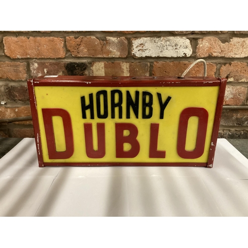 301 - A HORNBY DUBLO ILLUMINATED SIGN, HEIGHT 26CM, WIDTH 52CM, DEPTH 11CM